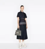 Small school bag blue diagonal embroidery (26.5 x 21 x 14 cm) - Image 3