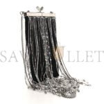 PRADA NYLON BEADED FRINGE FLAT CHAIN CLUTCH BLACK (20*11*1cm) - Image 3