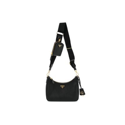 PRADA SAFFIANO LUX RE-EDITION 2005 SHOULDER BAG BLACK (22*17*6cm)