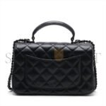 CHANEL LAMBSKIN QUILTED MINI TOP HANDLE RECTANGULAR FLAP SO BLACK AS2431 (20*12*6cm) - Image 4