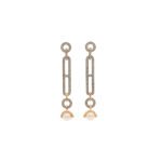 HERM�S 18K ROSE GOLD DIAMOND PEARL PM CHANDRA DROP EARRINGS