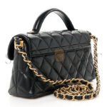 CHANEL LAMBSKIN QUILTED MINI FLAP TOP HANDLE BAG BLACK AS5354 (20*11*6cm) - Image 3