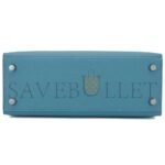 HERM�S MASTER KELLY 25 BARK COLOR 2S SESAME DENIM BLUE EPSOM SILVER BUCKLE (25*17*7cm) - Image 4