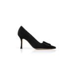MANOLO BLAHNIK MAYSALEPUMP 90 BLACK VELVET BUCKLE DETAIL PUMPS 324-2862-0006
