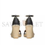 VALENTINO DOUBLE ROCKSTUD GRAINY CALFSKIN WEDGE SANDAL 105MM 5W2S0090VTO_N02 - Image 3
