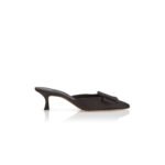MANOLO BLAHNIK MAYSALE BLACK COTTON BUCKLE DETAIL MULES 125-2920-0002