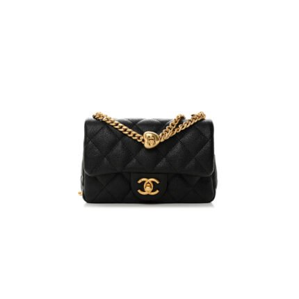 CHANEL CAVIAR QUILTED MINI SWEETHEART RECTANGULAR FLAP BLACK (19*12*8cm)