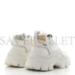 PRADA NYLON NEVADA CALFSKIN MENS PEGASSUS SNEAKERS 5 WHITE - Image 4