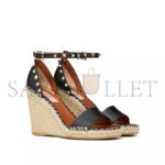 VALENTINO DOUBLE ROCKSTUD GRAINY CALFSKIN WEDGE SANDAL 105MM 5W2S0090VTO_N02 - Image 2