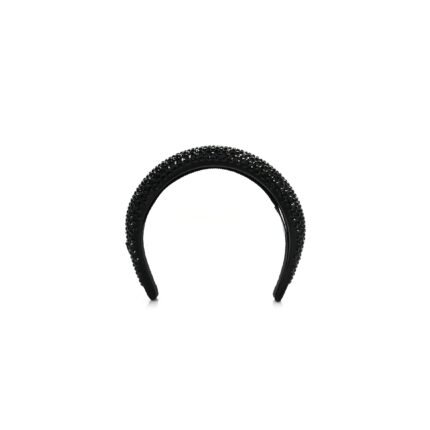 PRADA SATIN CRYSTAL EMBELLISHED HEADBAND BLACK