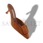 MANOLO BLAHNIK MAYSALE BROWN SUEDE BUCKLE DETAIL MULES 9XX-0246-0035 - Image 3