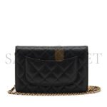 CHANEL QUILTED CAVIAR WALLET ON CHAIN WOC BLACK GOLD HARDWARE A33814 (19*12*3cm) - Image 3