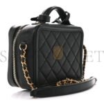 CHANEL CAVIAR QUILTED SMALL FILIGREE VANITY CASE BLACK (16*13*7cm) - Image 4