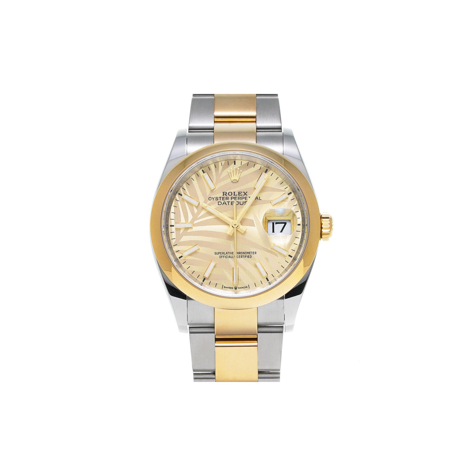 f0190b6d77c98b8882582c5add2fdf86ad088d26 ROLEX DATEJUST GOLDEN PALM PATTERN WATCH 126203 - Image 1