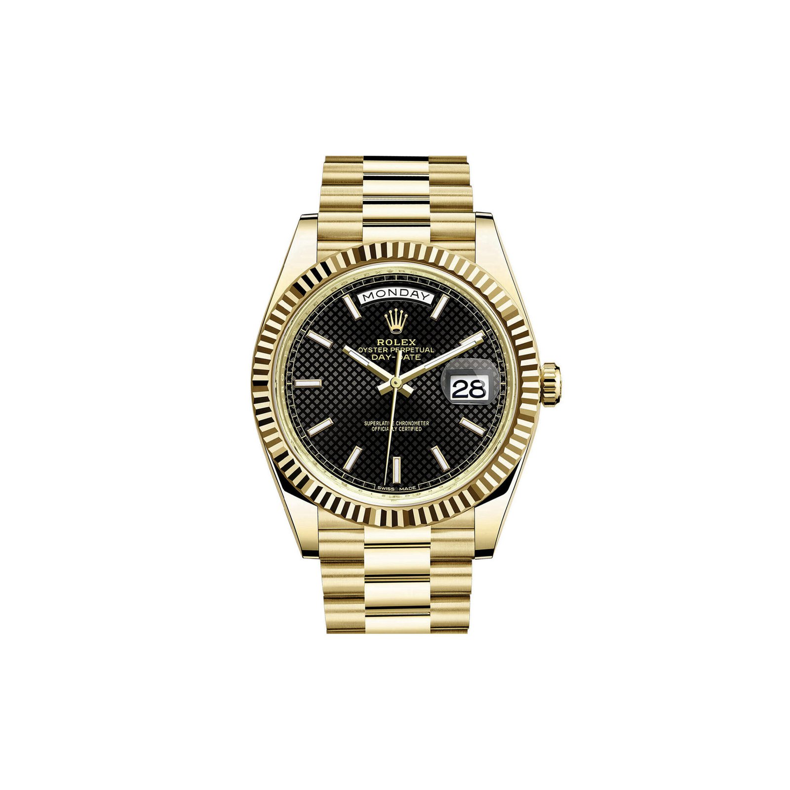 f0e8c9de6196df31982e08e3fdee8273ddb9ada6 ROLEX DAY-DATE GOLD RING BLACK FACE WATCH 228238-0007 - Image 1