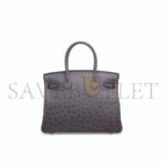 HERM�S MASTER BIRKIN 30 OSTRICH LEATHER PEWTER GREY GOLD BUCKLE H041933CK79 (30*22*16cm) - Image 2