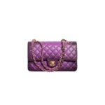 CHANEL MINI BAG WITH TOP HANDLE, SHINY LAMBSKIN & GOLD-TONE METAL (25.5*14*6.5cm)