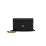 CHANEL QUILTED CAVIAR WALLET ON CHAIN WOC BLACK GOLD HARDWARE A33814 (19*12*3cm)