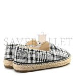 CHANEL TWEED CC ESPADRILLES BLACK WHITE G29762 - Image 4