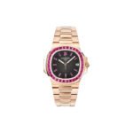 PATEK PHILIPPE ROSE GOLD BLACK DIAL ICED OUT WATCH 5711/1A-018