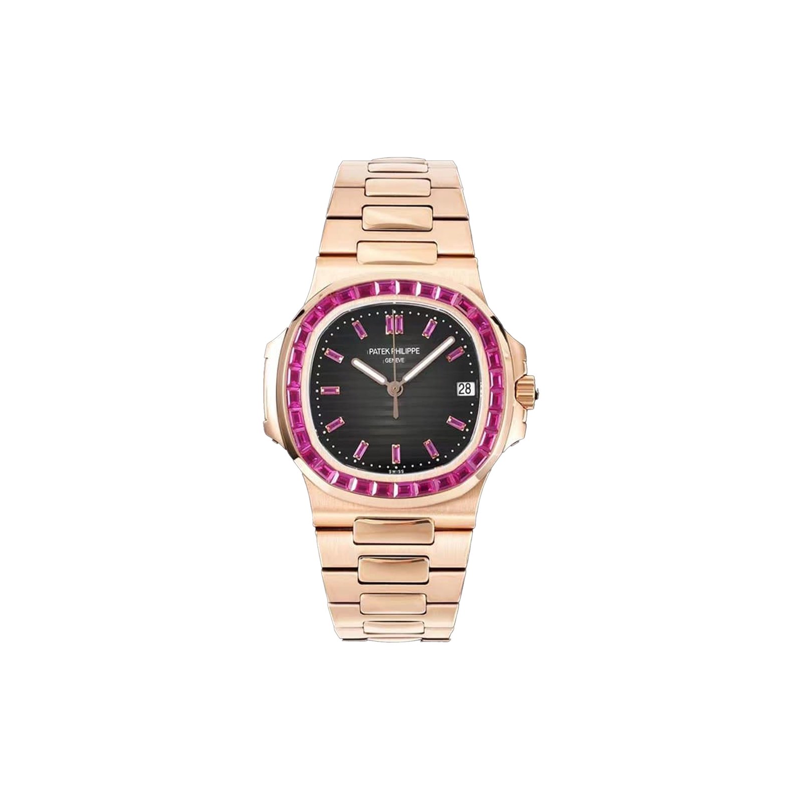 f2d934eca938e820467c9f4215f643af0bea2227 PATEK PHILIPPE ROSE GOLD BLACK DIAL ICED OUT WATCH 5711/1A-018 - Image 1