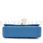 CHANEL BLUE QUILTED CAVIAR MEDIUM CLASSIC DOUBLE FLAP LIGHT GOLD HARDWARE AS1112 (25*15*6cm) - Image 4