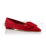 MANOLO BLAHNIK MAYSALEPUMPFLAT RED SUEDE BUCKLE DETAIL FLAT PUMPS 322-2402-0002 - Image 2