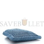 PRADA RAFFIA EMBROIDERED LOGO TOTE BAG CELESTE (36*36*4cm) - Image 3