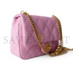 CHANEL PINK CAVIAR QUILTED SWEETHEART FLAP GOLD HARDWARE (20*14*6cm) - Image 2