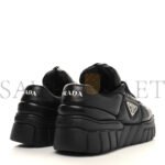 PRADA NAPPA SOFT METAL TRIANGLE LOGO WOMENS PADDED 30MM SNEAKERS 36.5 BLACK - Image 4