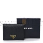 PRADA SAFFIANO TRIANGLE BI-FOLD WALLET BLACK (11*8*3cm) - Image 2