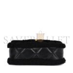 CHANEL MINI SHEARLING FLAP BAG BLACK LAMBSKIN BRUSHED GOLD HARDWARE AS5148 (18*12*6cm) - Image 5