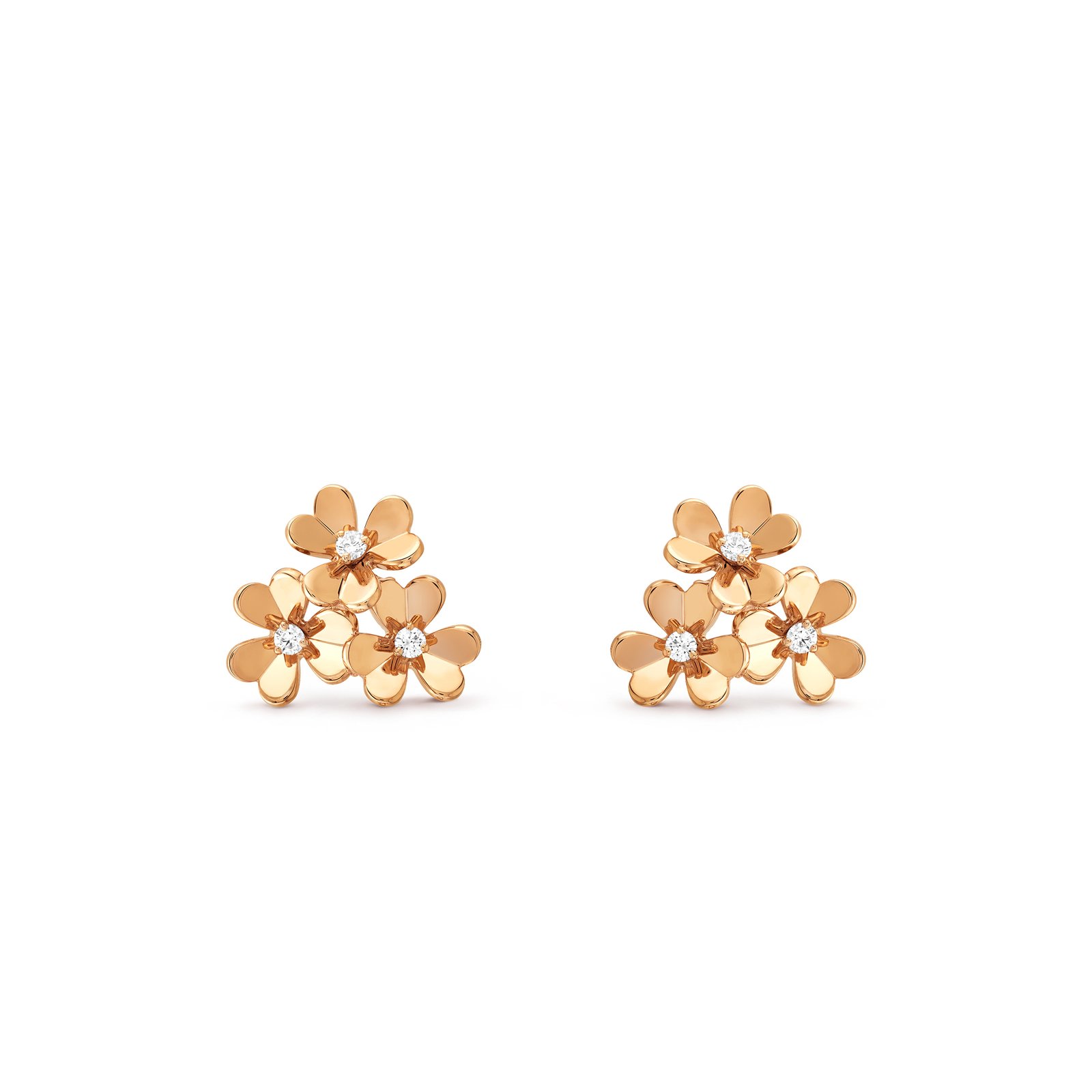 f6d9de8aec6e502db8e32bfd2b0d37fbb5174620 VAN CLEEF ARPELS FRIVOLE EARRINGS, 3 FLOWERS, MINI MODEL VCARP2NL00 - Image 1