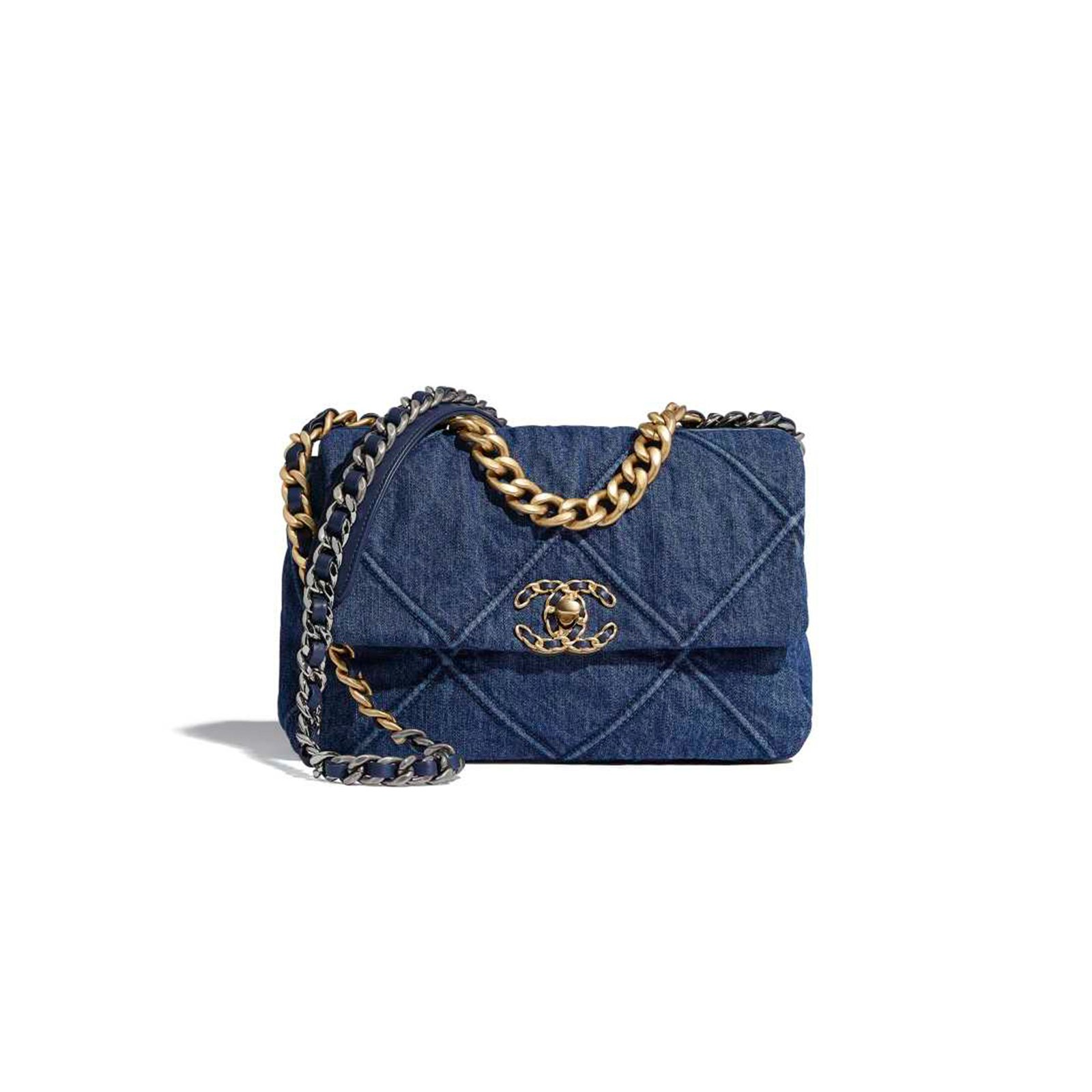 f7d9607fa40a14b16c775186e027475686cba090 CHANEL 19 FLAP BAG IN DENIM AS1160 (26*16*9cm) - Image 1