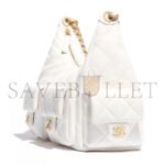 CHANEL MAXI HOBO BAG�SHINY LAMBSKIN & GOLD-TONE METAL�WHITE AS5302 (35*27*18cm) - Image 3