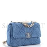CHANEL BLUE QUILTED DENIM CHANEL 19 FLAP BAG AS1160 (26*16*9cm) - Image 3