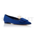 MANOLO BLAHNIK MAYSALEPUMPFLAT BLUE SUEDE BUCKLE DETAIL FLAT PUMPS 322-2402-0031 - Image 2