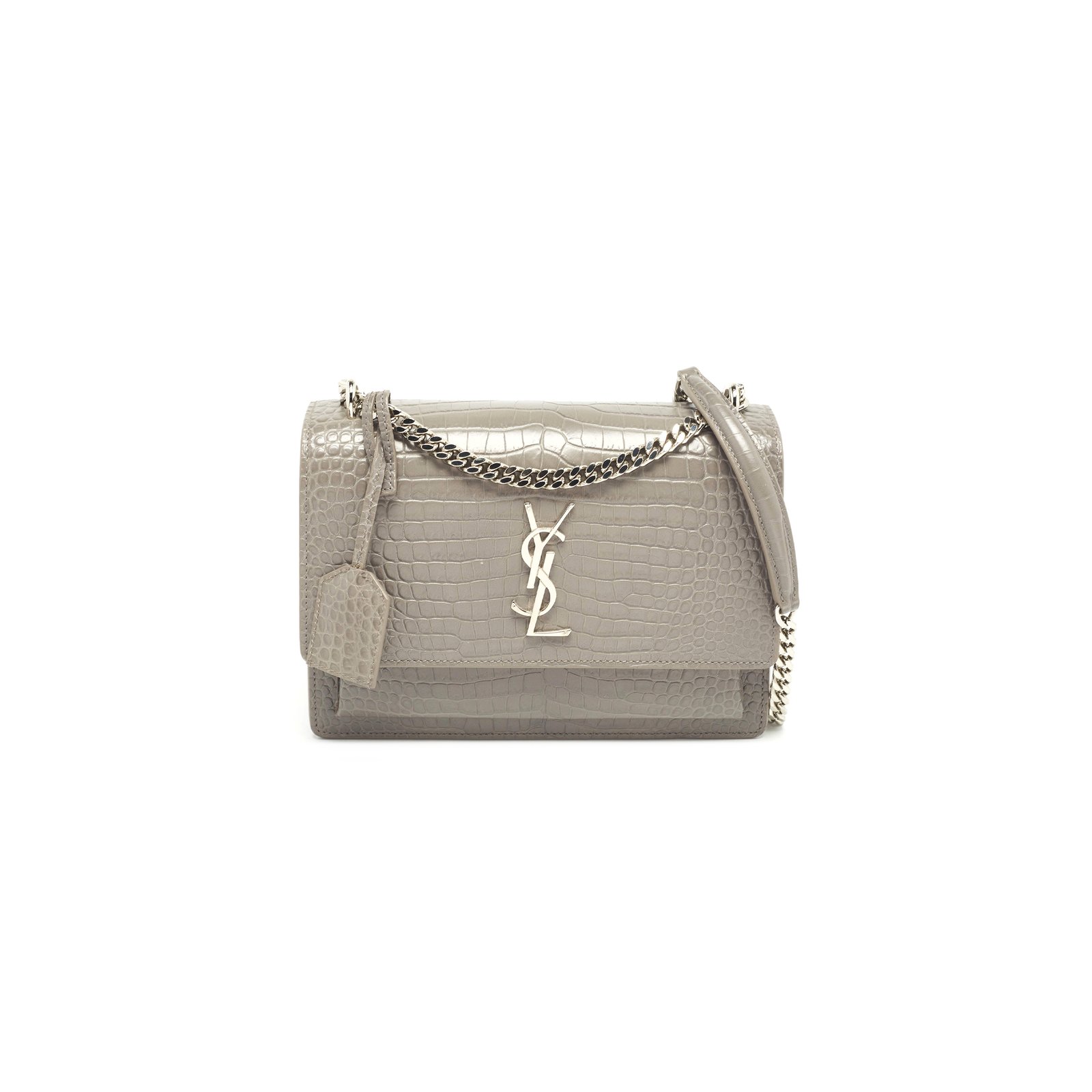 f9b5bdc8faa15fedb53a5ce21c0826ce6453676a YSL SUNSET MEDIUM CHAIN BAG IN CROCODILE-EMBOSSED SHINY LEATHER 442906DND0E1424 (22*16*6.5cm) - Image 1