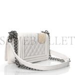 CHANEL CAVIAR QUILTED SMALL BOY FLAP WHITE (20*12*6cm) - Image 2