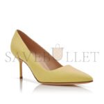 MANOLO BLAHNIK BB 70 YELLOW LINEN POINTED TOE PUMPS 125-2930-0002 - Image 2