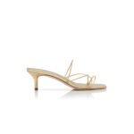 MANOLO BLAHNIK NINFEMU GOLD NAPPA LEATHER OPEN TOE MULES 224-1685-0001
