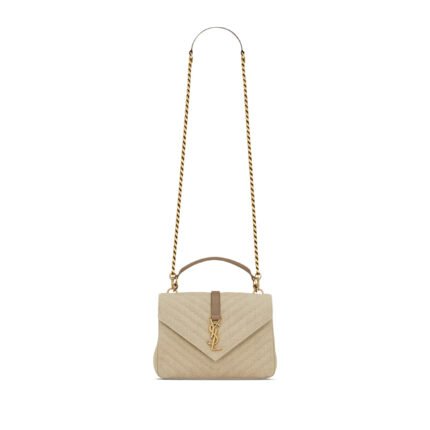 YSL COLLEGE MEDIUM IN QUILTED LINEN 6002792M5179673 (24*17*6.5cm)