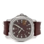 PATEK PHILIPPE STAINLESS STEEL RUBBER DIAMOND 37MM AQUANAUT QUARTZ WATCH BURGUNDY 5067A-010 - Image 2