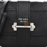 PRADA GLACE CALFSKIN LARGE SOFT CAHIER BAG BLACK (23*17*8cm) - Image 7