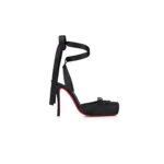 CHRISTIAN LOUBOUTIN CASSIA LACE UP100 MM STRAPPY PUMPS CREPE SATIN BLACK WOMEN 1250498B439