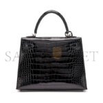 HERM�S MASTER BLACK�SHINY�ALLIGATOR�KELLY�25�SELLIER�PALLADIUM�HARDWARE (25*17*7cm) - Image 2