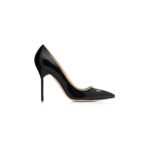 MANOLO BLAHNIK BB PATENT BLACK PATENT POINTED TOE PUMPS 9XX-0537-0008