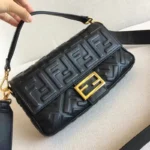 Women Baguette Chain Midi Black Nappa Leather Bag - Image 2