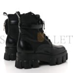 PRADA SPAZZOLATO ROIS NYLON METAL TRIANGLE LOGO MONOLITH POUCH POCKET 55MM BOOTS 39 BLACK - Image 3