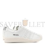 PRADA X ADIDAS CALFSKIN MENS SUPERSTAR 450 LOW TOP SNEAKERS 8 WHITE - Image 2